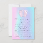 女の子の赤ちゃんシャワー足ホログラフィックドリップユニコーン 招待状 (正面)