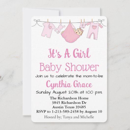 女の子の赤ちゃんシャワー シーズンカード (正面)