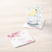 女の子の赤ちゃんシャワー、ピンクスチルライフ花模様、ホタテ ペーパーコースター (インサイチュ)