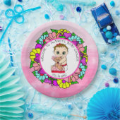 女の子の赤ちゃんシャワー、ベビーとテディベア紙プラ ペーパープレート (パーティー)