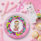 女の子の赤ちゃんシャワー、ベビーとテディベア紙プラ ペーパープレート (パーティー)