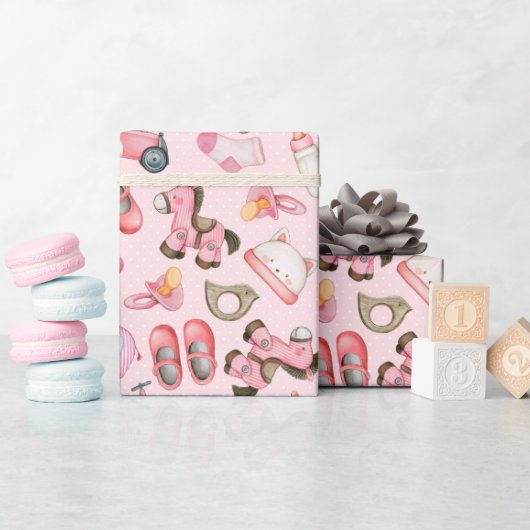 女の子の赤ちゃんシャワー ラッピングペーパー (ベビーシャワー)