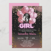 女の子の赤ちゃんシャワー 招待状 (正面/裏面)
