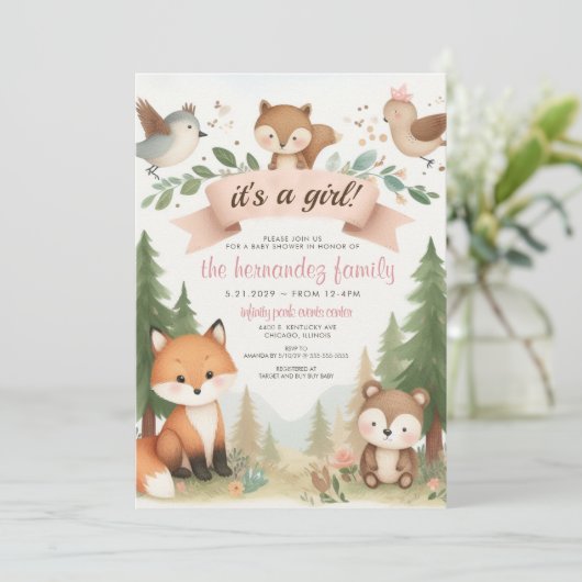 女の子の赤ちゃんシャワー 招待状 (スタンド正面)