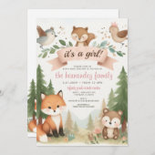 女の子の赤ちゃんシャワー 招待状 (正面/裏面)