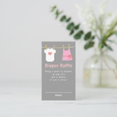 女の子の赤ちゃんシャワー、服おむつラッフルチケット エンクロージャーカード (スタンド正面)