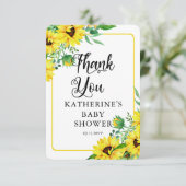 女の子の赤ちゃんシャワーBohoひまわり花ありがとう  サンキューカード (スタンド正面)