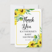女の子の赤ちゃんシャワーBohoひまわり花ありがとう  サンキューカード (正面)