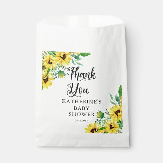 女の子の赤ちゃんシャワーBohoひまわり花ありがとう フェイバーバッグ (正面)