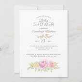 女の子の赤ちゃんシャワーTeddy Bear HoneyBee 招待状 (裏面)