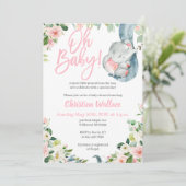 女の子の赤ちゃんゾウのシャワー招待状 招待状 (スタンド正面)