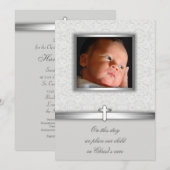 女の子の赤ちゃんレース 洗礼または命名式招待状 招待状 (正面/裏面)