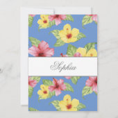 女の子の赤ちゃん命名式 ブルー ヘブライ フラワー ブルー 招待状 (裏面)