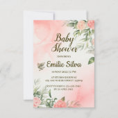 女の子の赤ちゃん女の子ピンク赤ちゃんシャワー 招待状 (正面)