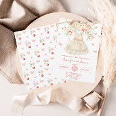 女の子の赤ちゃん服さくらんぼ花の赤ちゃんシャワー 招待状