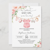 女の子の赤ちゃん服ベビーシャワー招待状A甘い 招待状 (正面)