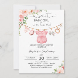 女の子の赤ちゃん服ベビーシャワー招待状A甘い 招待状