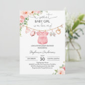 女の子の赤ちゃん服ベビーシャワー招待状A甘い 招待状 (スタンド正面)