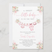 女の子の赤ちゃん服 ベビーシャワー 招待状 (正面)