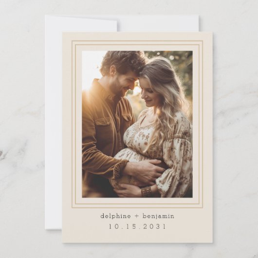 女の子の赤ちゃん服Bohoニュートラルトーンベビーシャワー 招待状 (裏面)