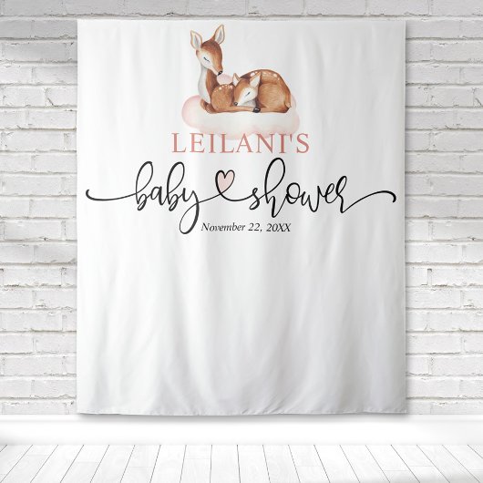 女の子の赤ちゃん歓迎シャワー ピンクの雲の背景 タペストリー