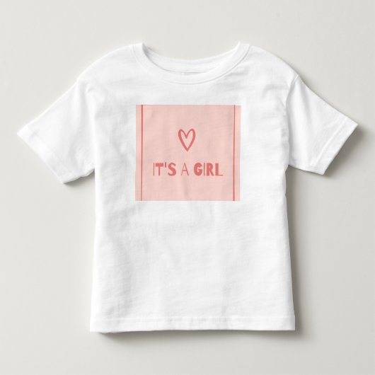 女の子の赤ちゃん発表Tシャツ 可愛いピンク トドラーTシャツ (正面)