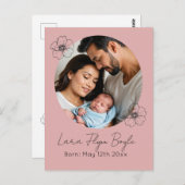 女の子の赤ちゃん誕生!ピンクのウェルカムボード ポストカード (正面/裏面)
