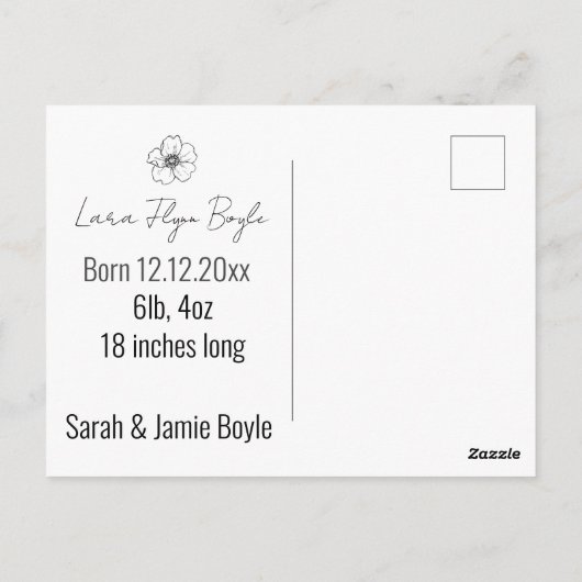 女の子の赤ちゃん誕生!ピンクのウェルカムボード ポストカード (裏面)