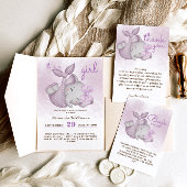 女の子の赤ちゃん象のベビーシャワー 招待状