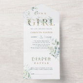 『女の子の赤ちゃん金ゴールド』 |おむつレッフル オールインワン招待状 (内側)