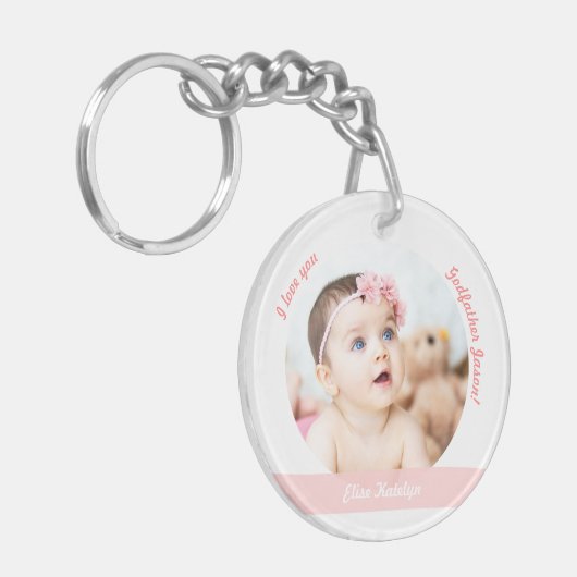 女の子の赤ちゃん2枚の写真名デート誕生、ゴッドファザー キーホルダー (正面左)