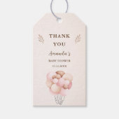 女の子の赤ん坊のシャワー飛んでいる風船 ギフトタグ (正面)