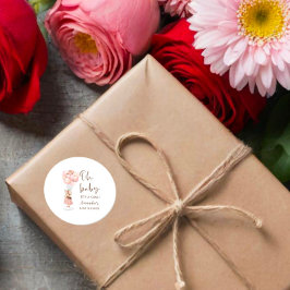 女の子の赤ん坊のシャワー飛んでいる風船 ラウンドシール