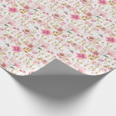 女の子の赤面ピンクの赤ちゃんシャワー ラッピングペーパー (角)