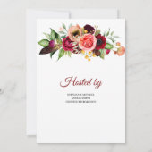 女の子の赤面·バーガンディとマルーンのフローラベビー 招待状 (裏面)