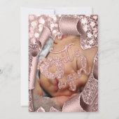 女の子の足写真カスタム赤ちゃんシャワーバラ 招待状 (裏面)