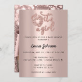 女の子の足写真カスタム赤ちゃんシャワーバラ 招待状 (正面/裏面)