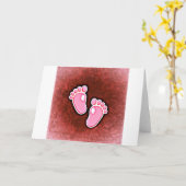 女の子の足跡が可愛い足が生まれたばかりの期待 カード (黄色い花)