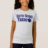 女の子の足(小さい操業!)を搭載する灰色のトラのワイシャツ Tシャツ (正面)