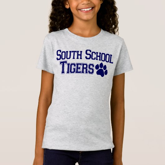 女の子の足(小さい操業!)を搭載する灰色のトラのワイシャツ Tシャツ (正面)