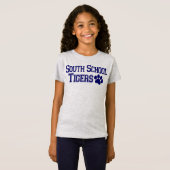 女の子の足(小さい操業!)を搭載する灰色のトラのワイシャツ Tシャツ (正面フル)