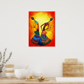 女の子の踊り:伝統的インディアンアート ポスター (キッチン)