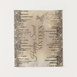 女の子の輝くグリッター ドリップス スイート 16 誕生日 タペストリー