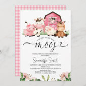 女の子の農場あなたはMoos赤ちゃんシャワーを聞いたことがある 招待状 (正面/裏面)