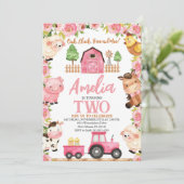 女の子の農場の誕生日パーティー、農場の動物たち 招待状 (スタンド正面)