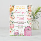 女の子の農場の誕生日招待状 招待状 (スタンド正面)