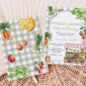 女の子の農家市場ローカルで育った赤ちゃんシャワー 招待状