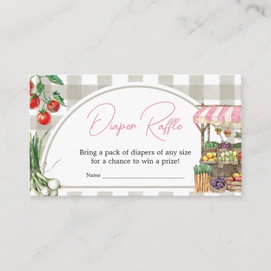 女の子の農家市場地元で育ったおむつラッフル エンクロージャーカード (正面)