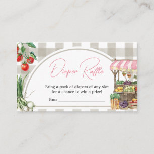 女の子の農家市場地元で育ったおむつラッフル エンクロージャーカード