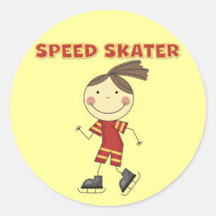 女の子の速度のスケート選手のTシャツおよびギフト ラウンドシール